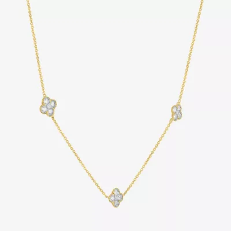 Diamond Addiction (G-H / Si2-I1) Womens 1/3 CT. T.W. Lab Grown White Diamond 10K Gold Flower 16 Inch Pendant Necklace