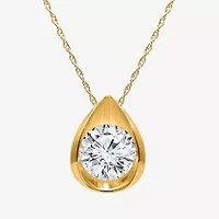 I/Si2 Womens 1 CT. T.W. Lab Grown White Diamond 14K Gold Over Silver Pear 18 Inch Pendant Necklace