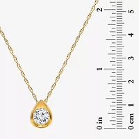 I/Si2 Womens 1 CT. T.W. Lab Grown White Diamond 14K Gold Over Silver Pear 18 Inch Pendant Necklace