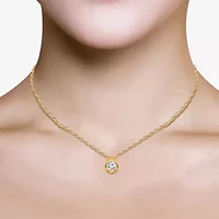 I/Si2 Womens 1 CT. T.W. Lab Grown White Diamond 14K Gold Over Silver Pear 18 Inch Pendant Necklace