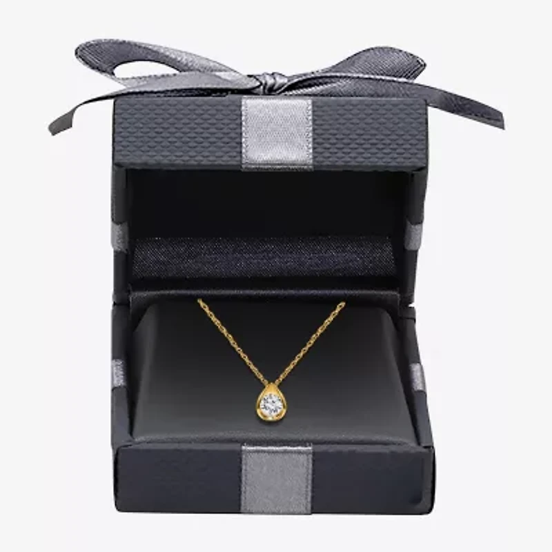 I/Si2 Womens 1 CT. T.W. Lab Grown White Diamond 14K Gold Over Silver Pear 18 Inch Pendant Necklace
