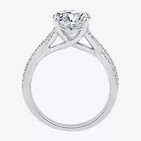 Signature By Modern Bride Womens Lab Grown White Diamond 14K Gold Oval Side Stone Engagement Ring