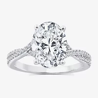 Signature By Modern Bride Womens Lab Grown White Diamond 14K Gold Oval Side Stone Engagement Ring