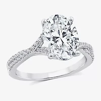 Signature By Modern Bride Womens Lab Grown White Diamond 14K Gold Oval Side Stone Engagement Ring