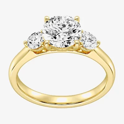 Love Lives Forever (F / Si1-Si2) Womens 2 CT. T.W. Lab Grown White Diamond 10K Gold Round 3-Stone Engagement Ring