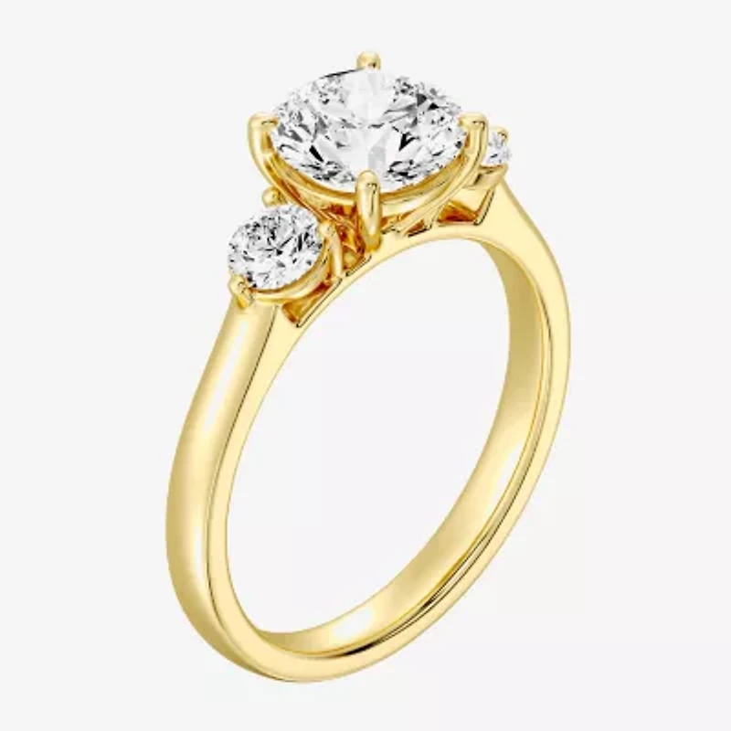 Love Lives Forever (F / Si1-Si2) Womens 2 CT. T.W. Lab Grown White Diamond 10K Gold Round 3-Stone Engagement Ring