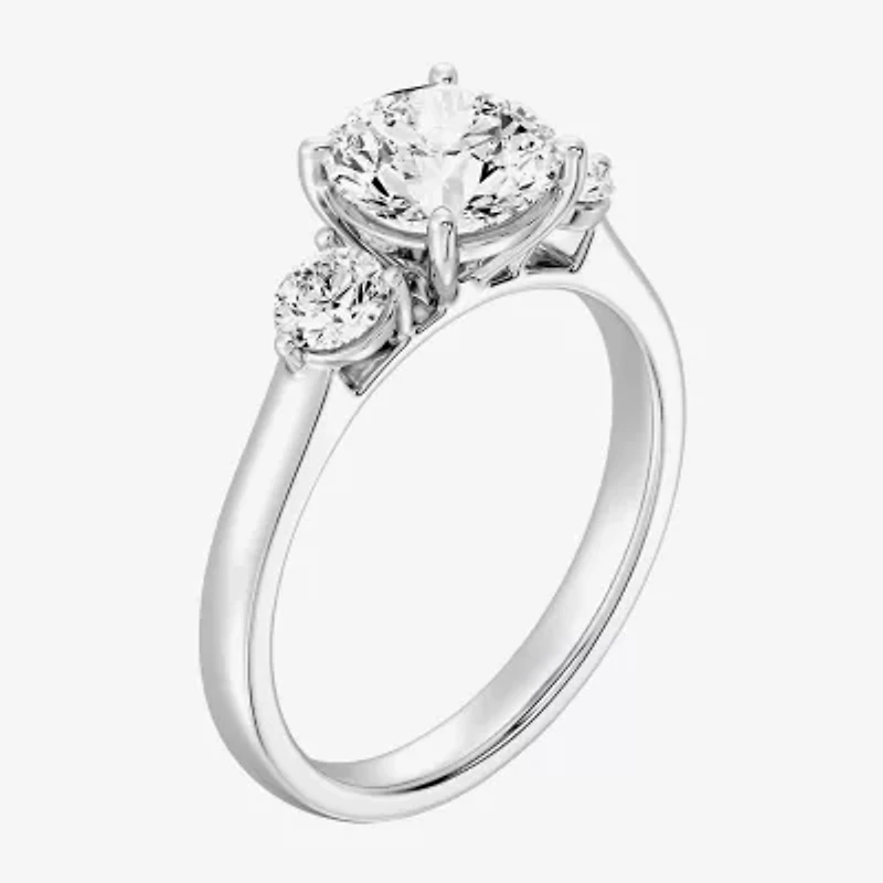 Love Lives Forever (F / Si1-Si2) Womens 2 CT. T.W. Lab Grown White Diamond 10K Gold Round 3-Stone Engagement Ring