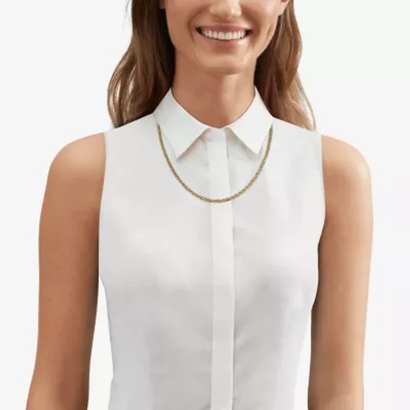 Made in Italy Womens 10K Gold 22 Inch Wheat Chain Necklace