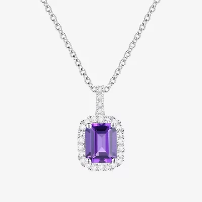 Yes, Please! Womens Lab Created Purple Amethyst Sterling Silver 18 Inch Pendant Necklace