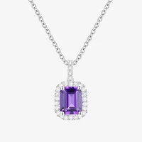 Yes, Please! Womens Lab Created Purple Amethyst Sterling Silver 18 Inch Pendant Necklace