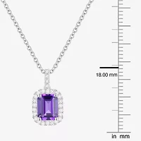 Yes, Please! Womens Lab Created Purple Amethyst Sterling Silver 18 Inch Pendant Necklace