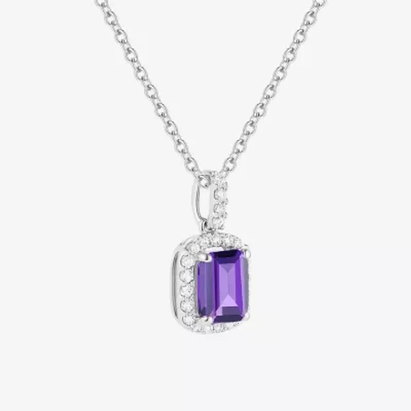 Yes, Please! Womens Lab Created Purple Amethyst Sterling Silver 18 Inch Pendant Necklace
