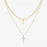 Religious Jewelry Yes, Please! Cross(G-H / Si2-I1) Womens Diamond Accent Lab Grown White Diamond Cross Pendant Necklace Set