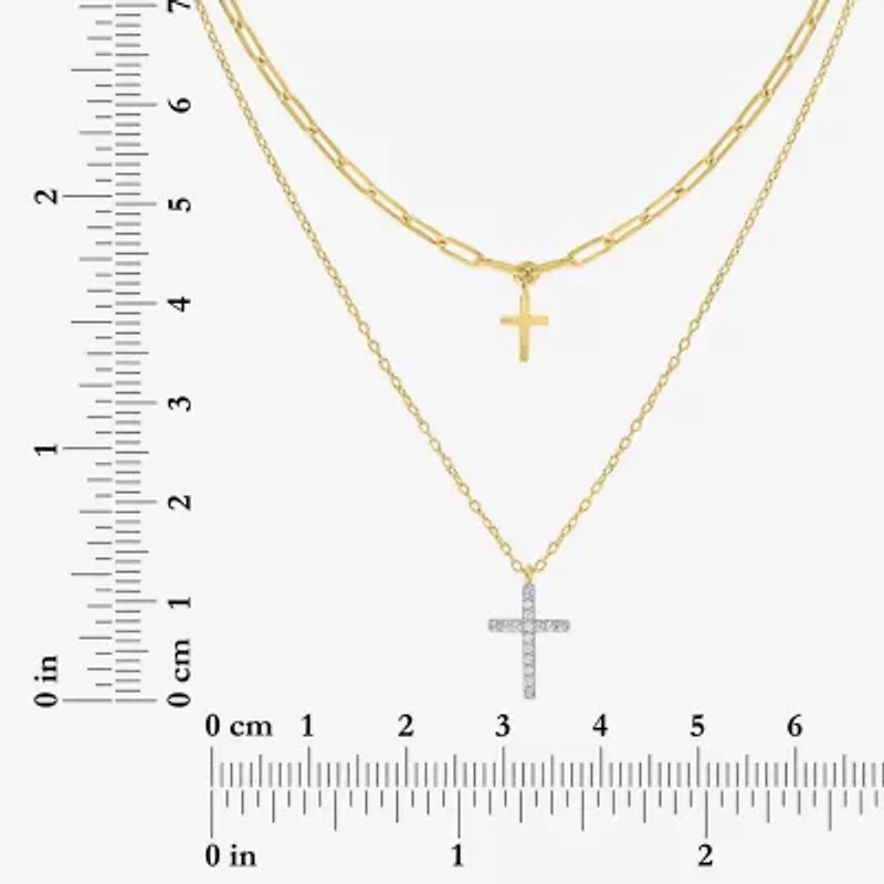 Religious Jewelry Yes, Please! Cross(G-H / Si2-I1) Womens Diamond Accent Lab Grown White Diamond Cross Pendant Necklace Set