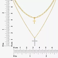 Religious Jewelry Yes, Please! Cross(G-H / Si2-I1) Womens Diamond Accent Lab Grown White Diamond Cross Pendant Necklace Set