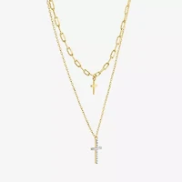 Religious Jewelry Yes, Please! Cross(G-H / Si2-I1) Womens Diamond Accent Lab Grown White Diamond Cross Pendant Necklace Set