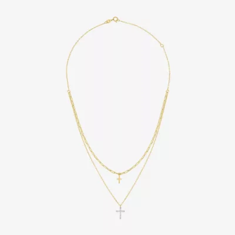 Religious Jewelry Yes, Please! Cross(G-H / Si2-I1) Womens Diamond Accent Lab Grown White Diamond Cross Pendant Necklace Set