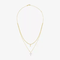 Religious Jewelry Yes, Please! Cross(G-H / Si2-I1) Womens Diamond Accent Lab Grown White Diamond Cross Pendant Necklace Set