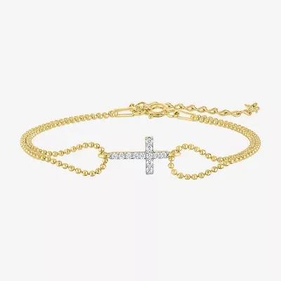 Religious Jewelry Yes, Please! Cross (G-H / Si2-I1) Womens Diamond Accent Lab Grown White Diamond Sterling Silver Cross Charm Bracelet
