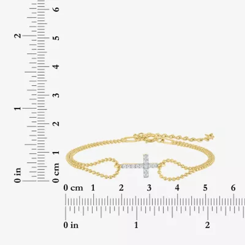 Religious Jewelry Yes, Please! Cross (G-H / Si2-I1) Womens Diamond Accent Lab Grown White Diamond Sterling Silver Cross Charm Bracelet