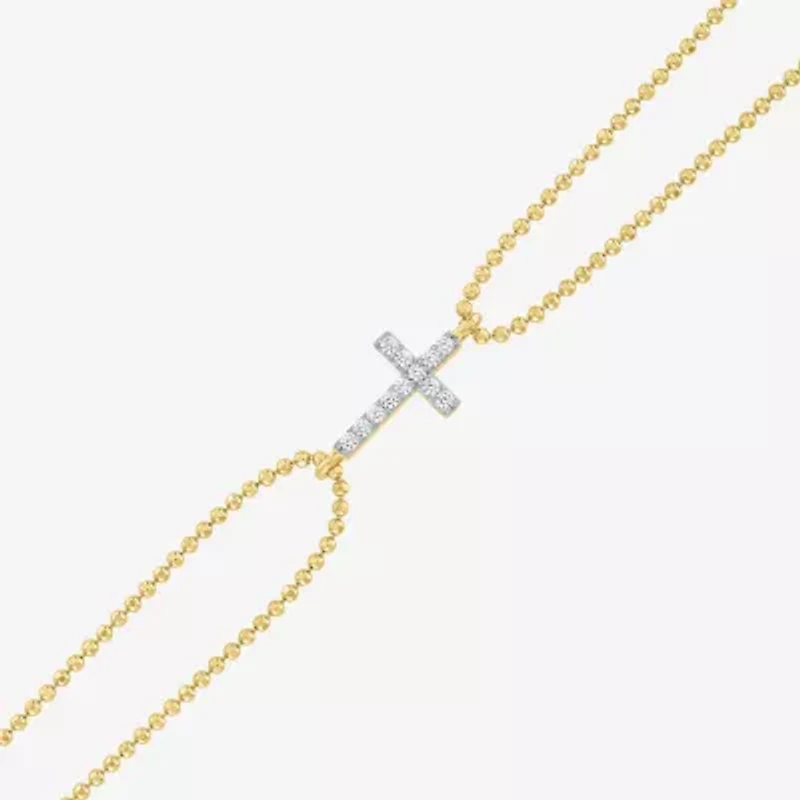 Religious Jewelry Yes, Please! Cross (G-H / Si2-I1) Womens Diamond Accent Lab Grown White Diamond Sterling Silver Cross Charm Bracelet