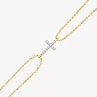 Religious Jewelry Yes, Please! Cross (G-H / Si2-I1) Womens Diamond Accent Lab Grown White Diamond Sterling Silver Cross Charm Bracelet