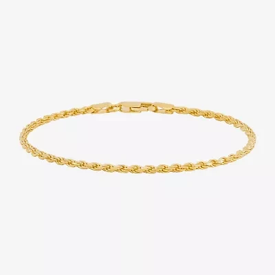 Made in Italy Womens 24K Gold Over Silver 7.5 Inch Solid Rope Chain Bracelet