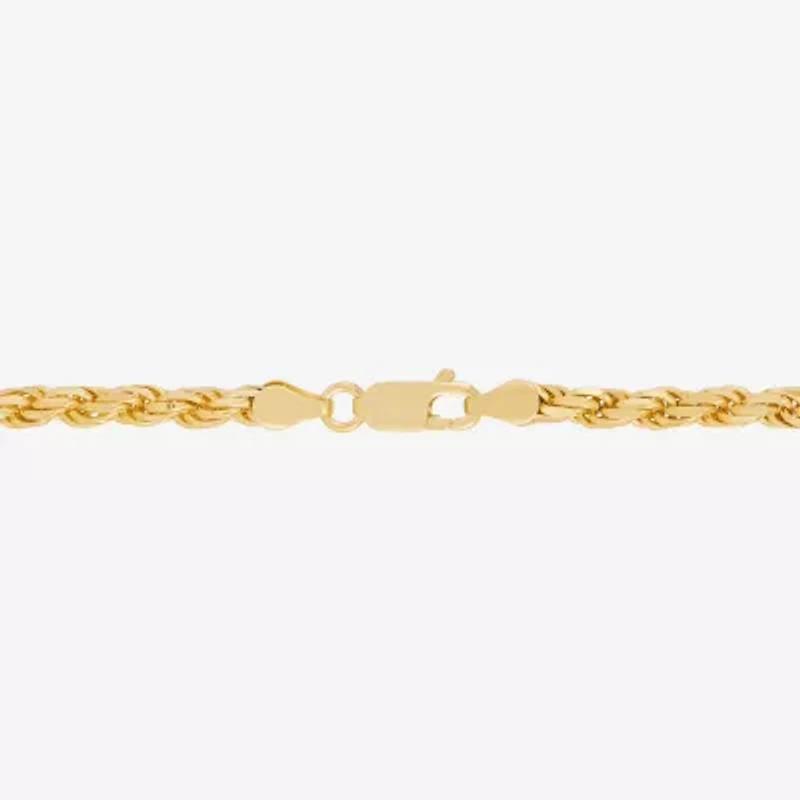 Made in Italy Womens 24K Gold Over Silver Inch Solid Rope Chain Bracelet