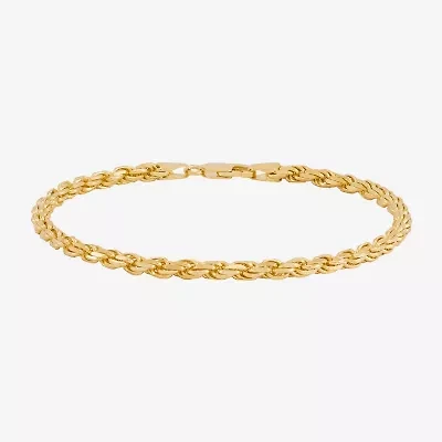 Made in Italy Womens 24K Gold Over Silver Inch Solid Rope Chain Bracelet