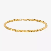 Made in Italy Womens 24K Gold Over Silver Inch Solid Rope Chain Bracelet