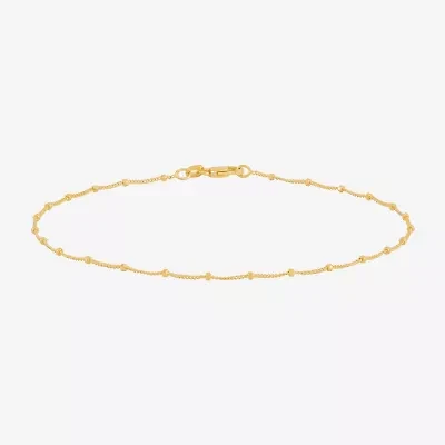 Made in Italy Womens Sterling Silver 9 1/2 Inch Solid Bead Ankle Bracelet