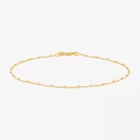 Made in Italy Womens Sterling Silver 9 1/2 Inch Solid Bead Ankle Bracelet