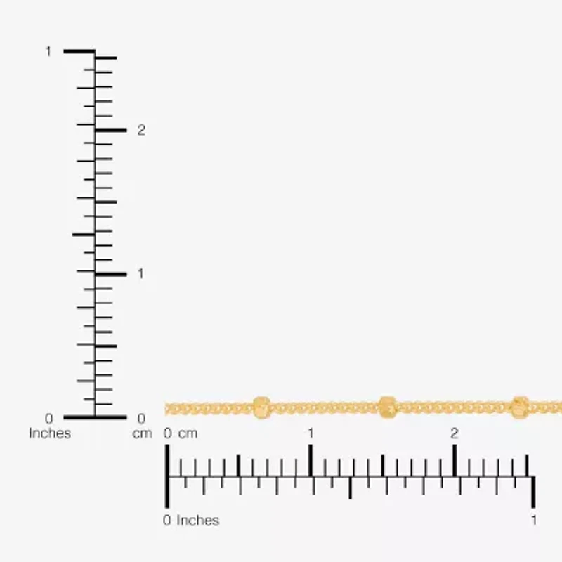 Made in Italy Womens Sterling Silver 9 1/2 Inch Solid Bead Ankle Bracelet