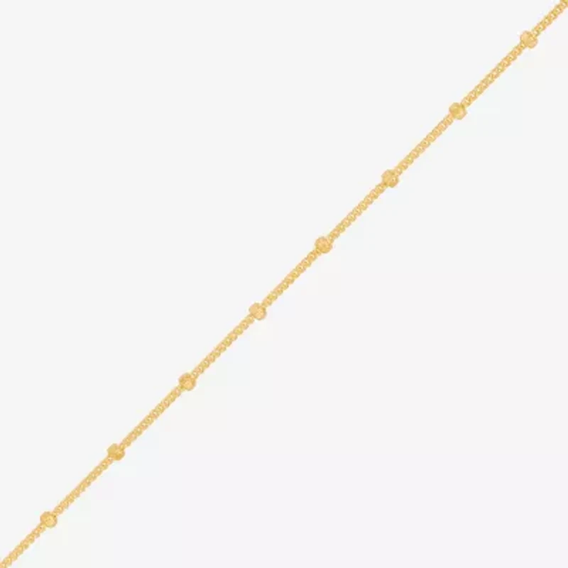 Made in Italy Womens Sterling Silver 9 1/2 Inch Solid Bead Ankle Bracelet