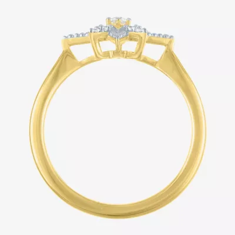 Diamond Addiction (G-H / Si2-I1) Womens 1/10 CT. T.W. Lab Grown White 14K Gold Over Silver Star Cocktail Ring