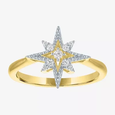 Diamond Addiction (G-H / Si2-I1) Womens 1/10 CT. T.W. Lab Grown White 14K Gold Over Silver Star Cocktail Ring
