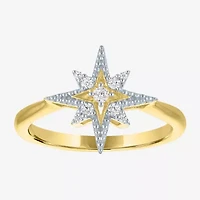 Diamond Addiction (G-H / Si2-I1) Womens 1/10 CT. T.W. Lab Grown White 14K Gold Over Silver Star Cocktail Ring