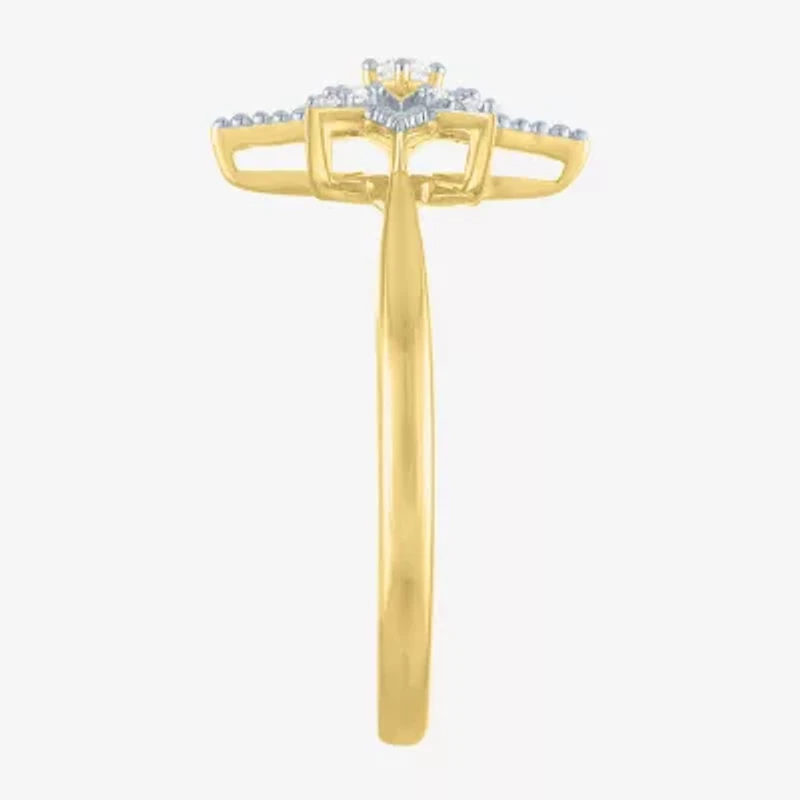 Diamond Addiction (G-H / Si2-I1) Womens 1/10 CT. T.W. Lab Grown White 14K Gold Over Silver Star Cocktail Ring