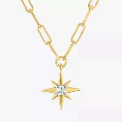 Diamond Addiction North Star (G-H / Si2-I1) Womens 1/10 CT. T.W. Lab Grown White Diamond 14K Gold Over Silver Star 18 Inch Pendant Necklace