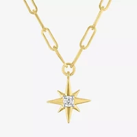 Diamond Addiction North Star (G-H / Si2-I1) Womens 1/10 CT. T.W. Lab Grown White Diamond 14K Gold Over Silver Star 18 Inch Pendant Necklace