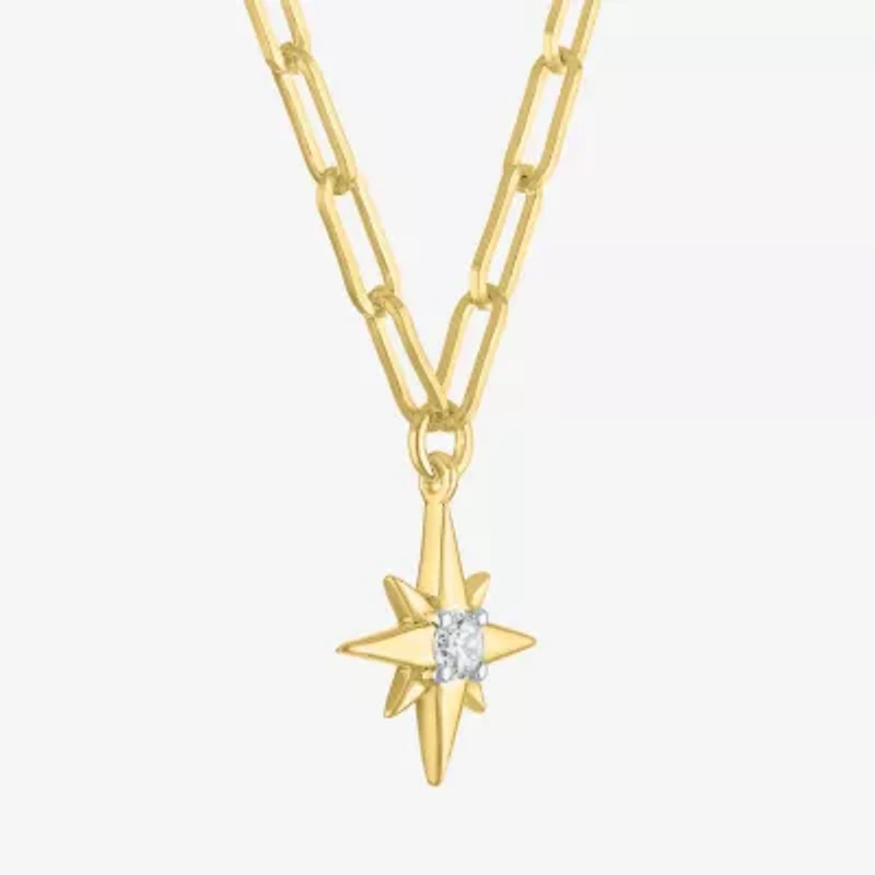 Diamond Addiction North Star (G-H / Si2-I1) Womens 1/10 CT. T.W. Lab Grown White Diamond 14K Gold Over Silver Star 18 Inch Pendant Necklace