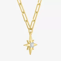 Diamond Addiction North Star (G-H / Si2-I1) Womens 1/10 CT. T.W. Lab Grown White Diamond 14K Gold Over Silver Star 18 Inch Pendant Necklace