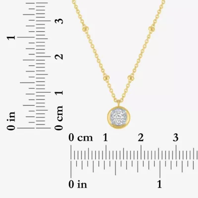 Diamond Addiction (G-H / Si2-I1) Womens 1/ CT. T.W. Lab Grown White Diamond 14K Gold Over Silver Round 16 Inch Pendant Necklace