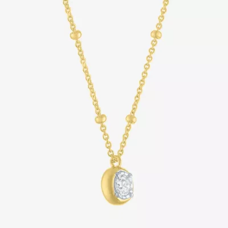 Diamond Addiction (G-H / Si2-I1) Womens 1/ CT. T.W. Lab Grown White Diamond 14K Gold Over Silver Round 16 Inch Pendant Necklace