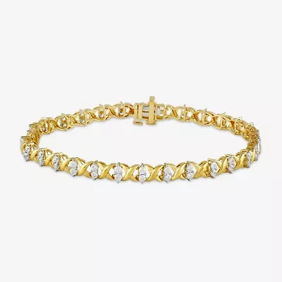 (I / I2) Womens 2 CT. T.W. Lab Grown White Diamond 14K Gold Over Silver 7.5 Inch Tennis Bracelet