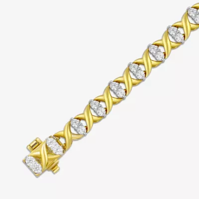 (I / I2) Womens 2 CT. T.W. Lab Grown White Diamond 14K Gold Over Silver 7.5 Inch Tennis Bracelet