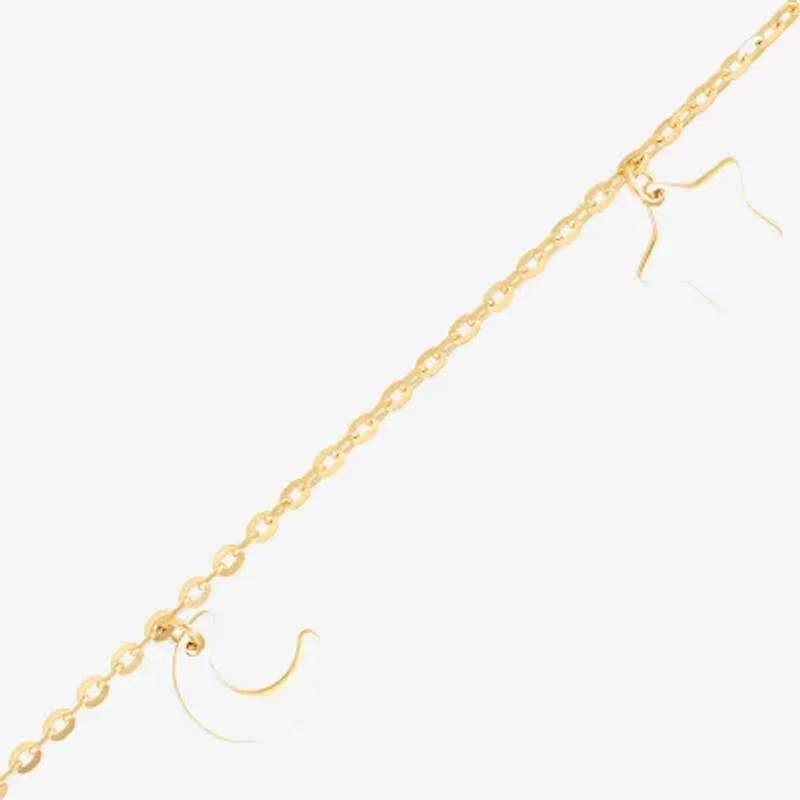 Limited Quantities! Womens 10K Gold 10 Inch Hollow Cable Moon Ankle Bracelet