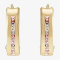 Limited Quantities! Girls Multi Color Cubic Zirconia 10K Gold 9.5mm Hoop Earrings