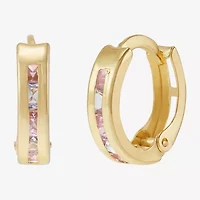 Limited Quantities! Girls Multi Color Cubic Zirconia 10K Gold 9.5mm Hoop Earrings