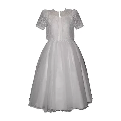 Bonnie Jean Little & Big Kid Girls Short Sleeve Lace Satin Fit + Flare Dress